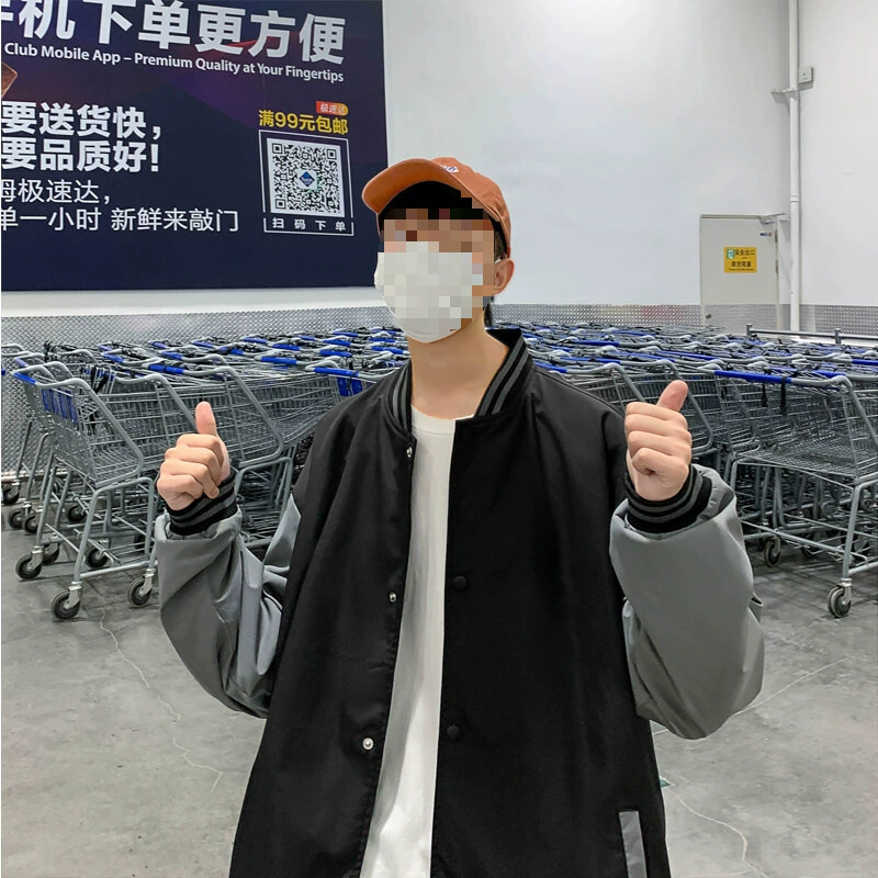 Autumn cardigan, jacket, baseball uniform, for beloved, oversize