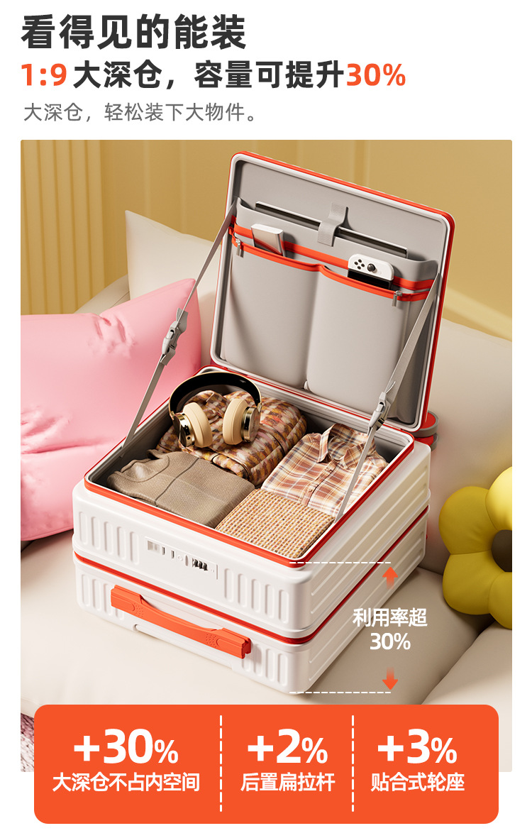 Neues seitlich öffnendes tiefes Gepäck Trolley Koffer Unisex Zahlenkombinationsschloss Koffer leise 360° Rollen Teleskopstange leicht Handgepäck Koffer