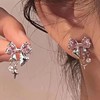 Silver needle, design universal earrings, silver 925 sample, flowered, internet celebrity, trend of season