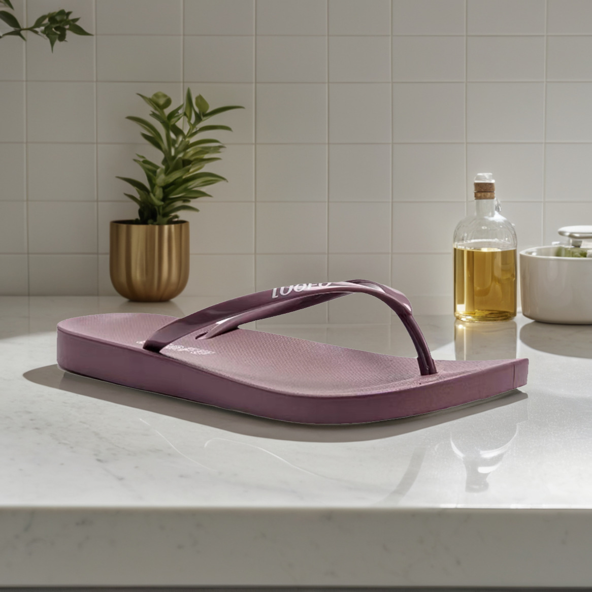 Luofu flip-flop verano estudiante fiesta cómodo ligero resistente al desgaste plana flip-flop zapatillas de baño simple
