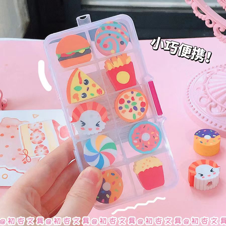 Qi muchos dibujos animados lindo borrador de forma estudiante de escuela primaria lápiz corrección borrador limpio no marcado borrador