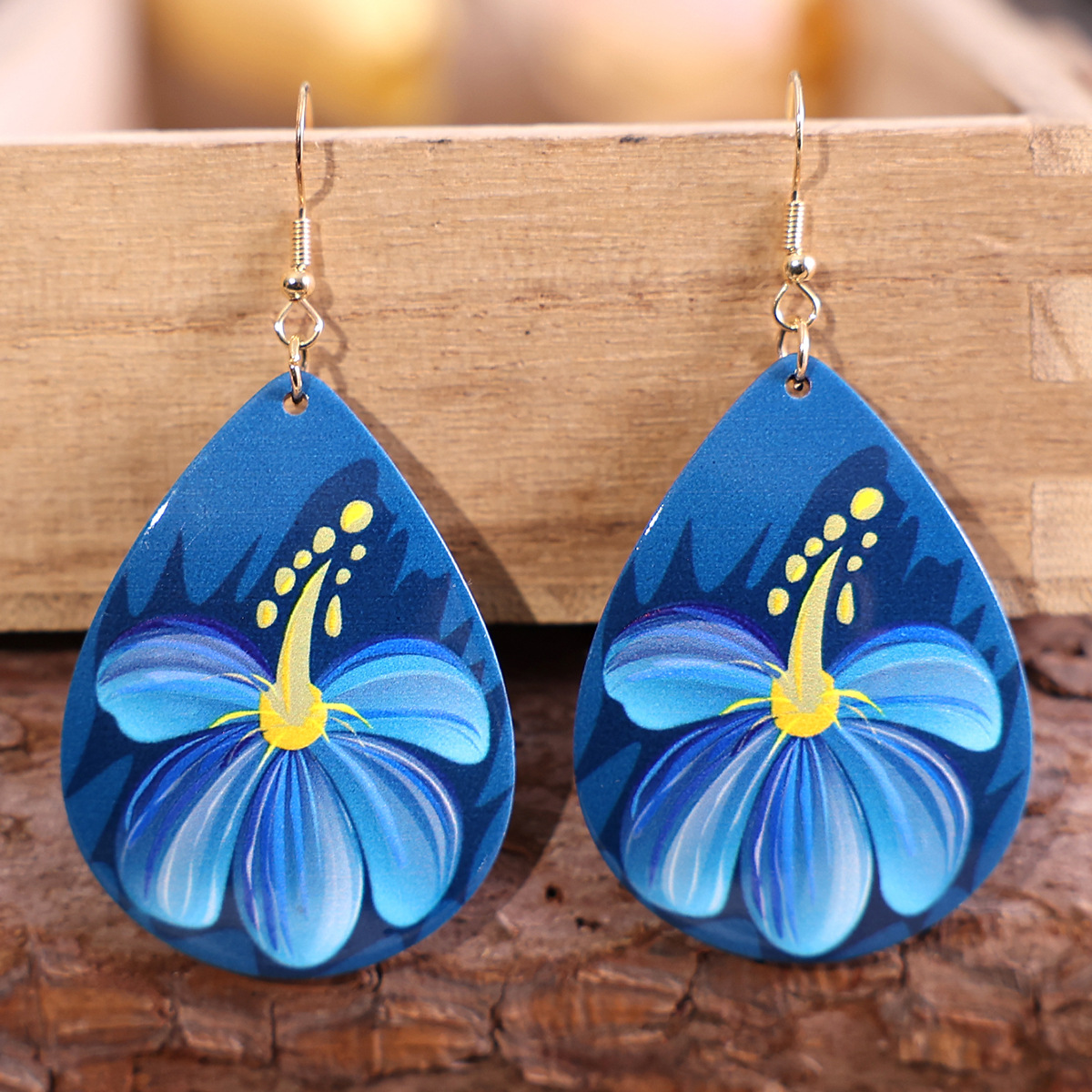 Creative fashionable retro ethnic acrylic earrings drop-shaped