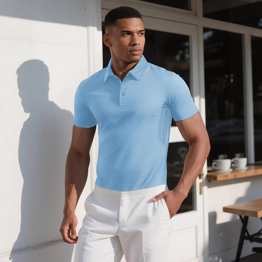 Nueva Camiseta Polo de Verano para Hombre, Estilo Europeo y Americano, de Algodón Perlado, Cuello Solapa Moderno, Corte Holgado Informal, Color Sólido, Manga Corta