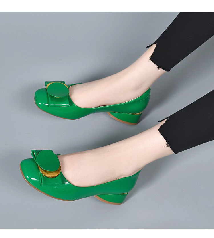 Giày lười nữ da thật mũi vuông gót thấp 3 cm dáng basic đa năng — Màu đen chi tiết 8