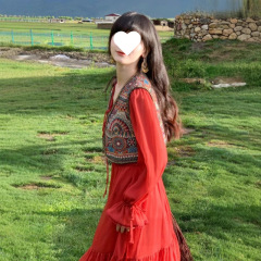 赤いエスニックスタイルのドレス新疆砂漠スカートエキゾチックなオリジナル西北雲南旅行服婦人服