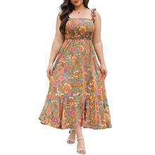 S 16440 Bohemian Beach Sleeves Round Neck Dress ��������