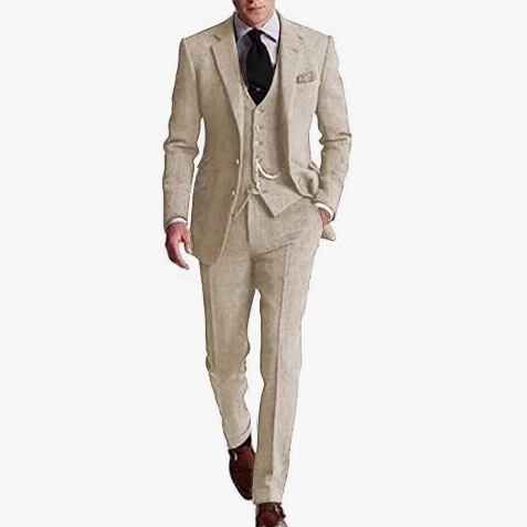 Cross-border Amazon men's suit, herringbone pattern, three-piece set, slim fit, business attire, groom's wedding suit, exudes a sense of luxury