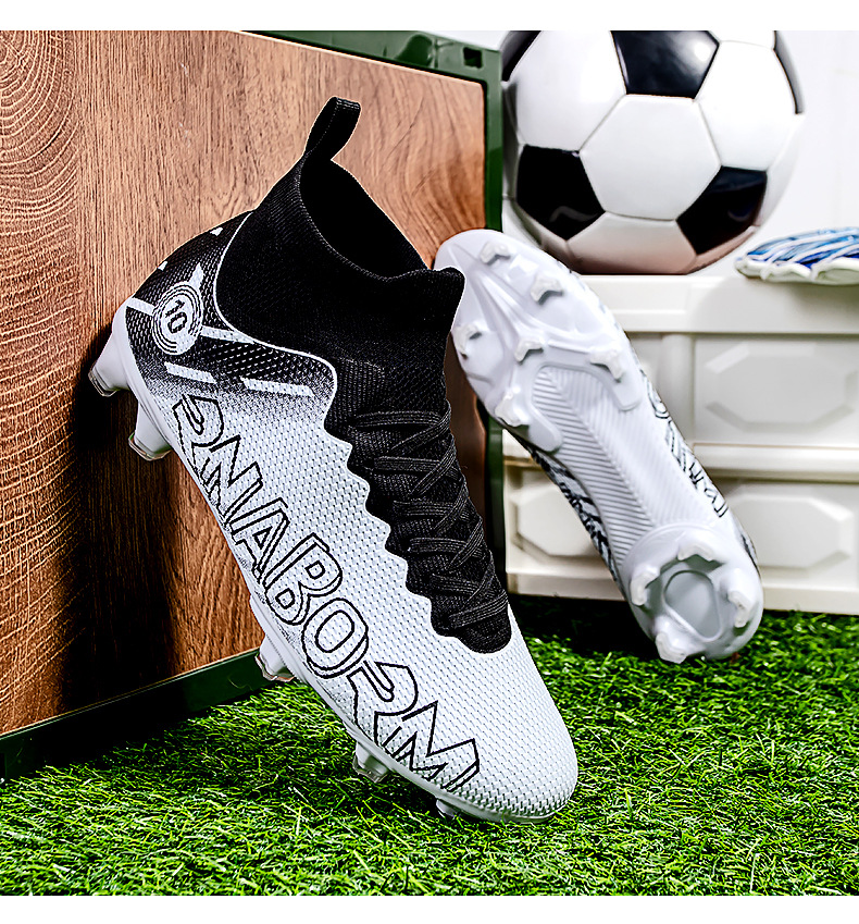 Autumn New High Top Long Men's and Women's Gold School Professional Training Broken Nail Football Shoes_voghion.com