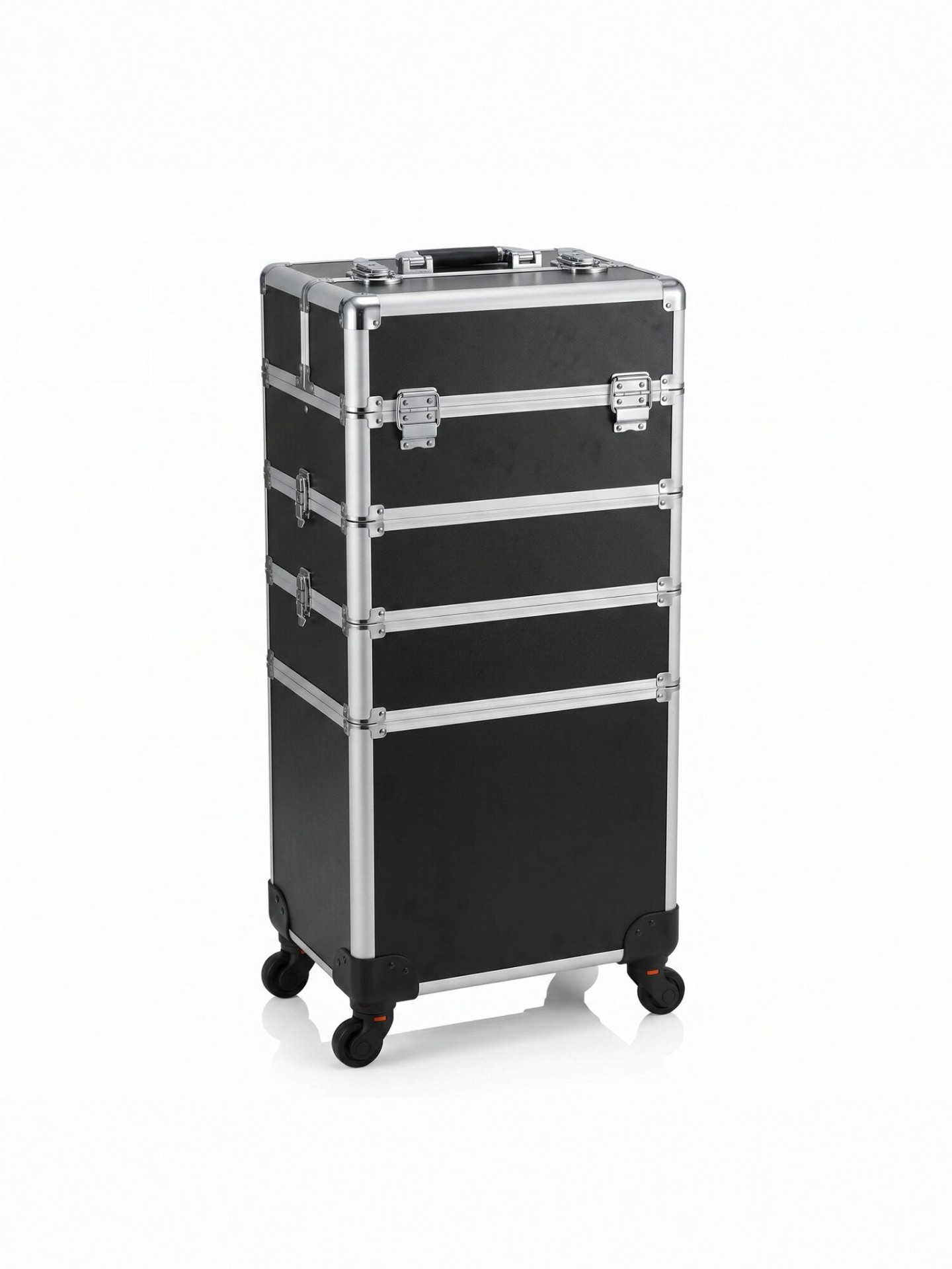 Caja de maquillaje de trolley de aleación de aluminio, rueda universal, caja de herramientas de bordado de manicura de varias capas, caja de almacenamiento profesional de gran capacidad de seguimiento de maquillaje