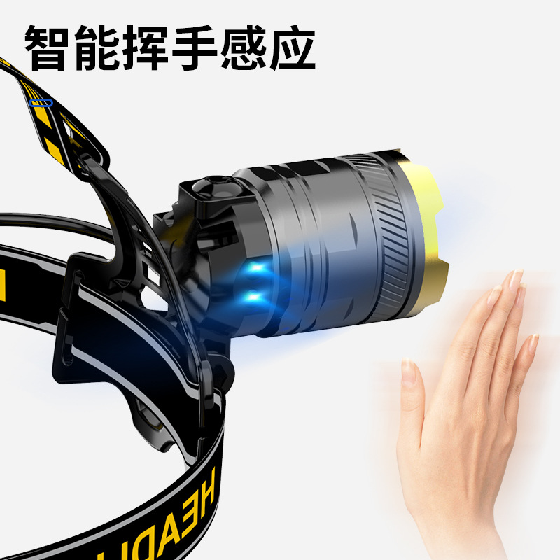 El nuevo faro de visualización de potencia digital lateral, sensor de luz fuerte, faro láser blanco de alta potencia, linterna de campamento al aire libre