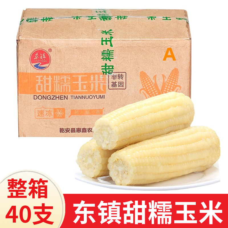 东镇甜糯玉米40支整箱 东北速冻粘糯黄糯玉米棒 新鲜A级大棒玉米