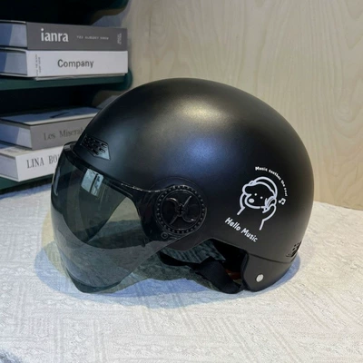 Motosiklet kaskı (dəbilqə) — motorcycle helmet for women, summer sun - huiqi-matte-black-music-bear-flash-sale-deal-adjustable-short-lens-sun-visor-grab-a-deal