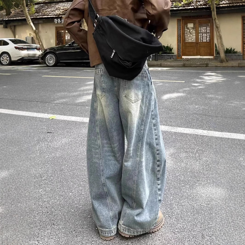 Autumn and winter 2025 new arrival jeans boys straight tube loose wide leg Denim machete pants fashion brand casual pants