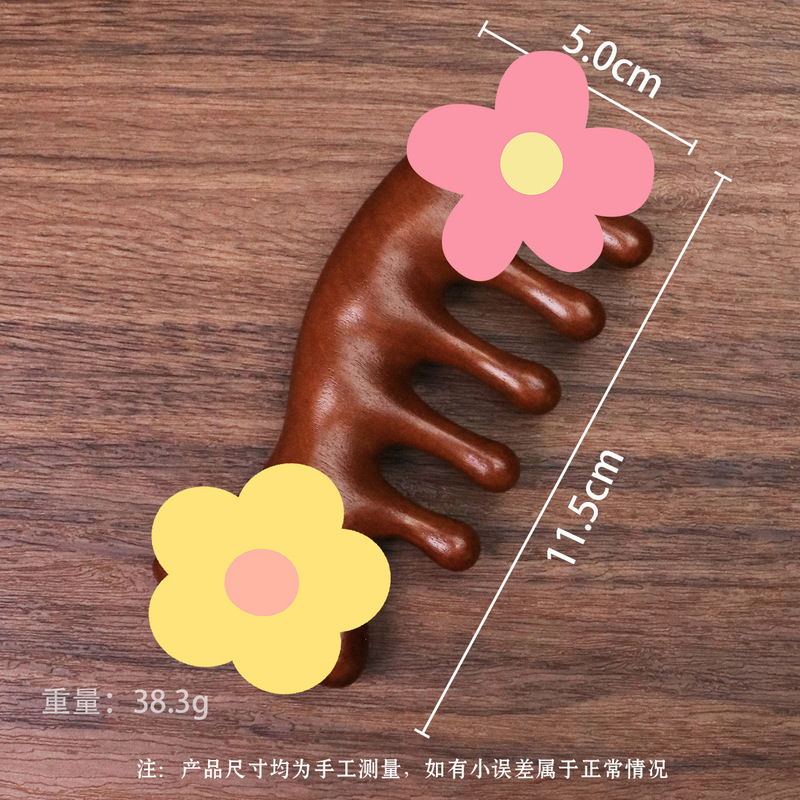 金糸檀木ハスの花の彫刻マッサージ櫛の頭皮の頭のマッサージの広い歯の櫛の小さい櫛の実木の櫛の経絡の櫛|undefined