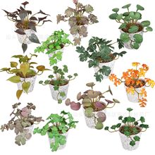 现货新款手感假盆景亚马逊桌面仿真绿植铺石大理石纹塑料迷你盆栽