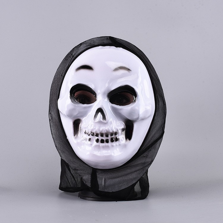 Máscaras de Halloween monochrome con hilos máscaras de maquillaje de baile plástico blancas muertes gritos máscaras de terror