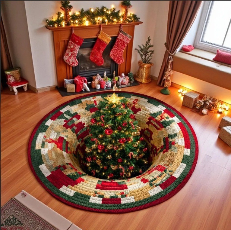 Navidad transfronteriza sala de estar gran área alfombra de terciopelo de cristal alfombra 3D alfombra de decoración de perlas visuales estereoscópicas image 3