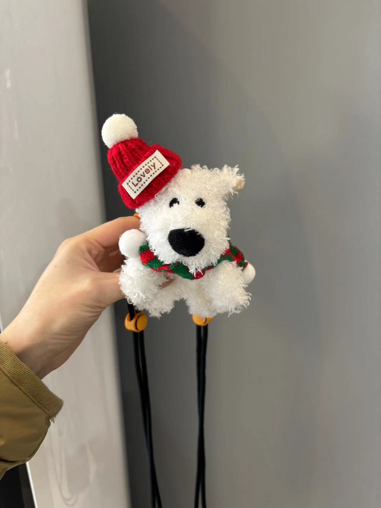 Chicas comprando teléfono móvil mochila clip lindo West Highland muñeco de peluche garabateado perrito cordón JK vestido de niña image 22