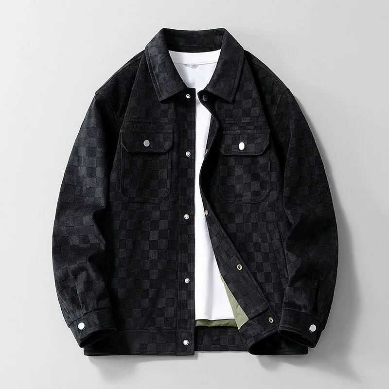 Весенне-осенняя мужская клетчатая куртка с лацканами, повседневная легкая куртка в зрелом стиле, популярный топ 2025, новая модная куртка, самая простая для сочетания