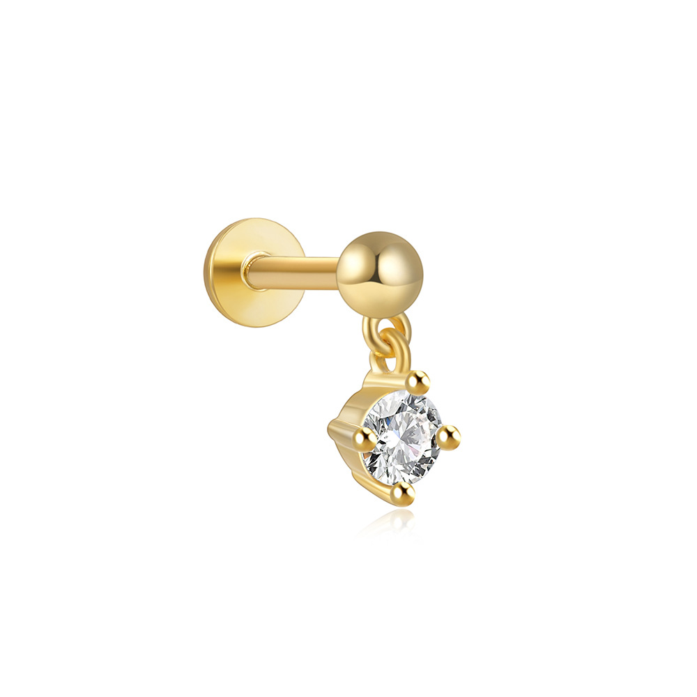 2g Weight Zircon Inlay Material Ear Studs Classification 1 Piece Quantity Daily Occasion 925 Sterling Silver Material Geometric Pattern Women's Gender Plating Design Simple Style Style 1 Piece Ear Cartilage Rings & Studs Simple Style Geometric 925 Sterling Silver Plating Zircon 100