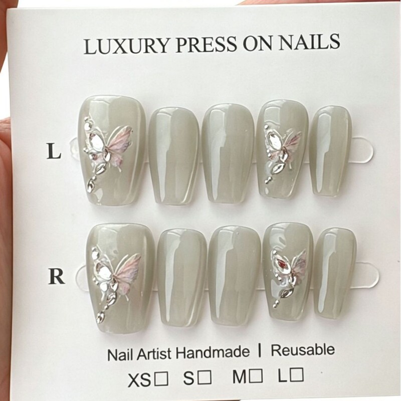 Cool and Ethereal Aurora Butterfly Cat Eye Press-On Nails with Ice-Clear Nude Base and Fine Glitter Diamonds, Removable Nail Stickers Cool and Ethereal Aurora Butterfly Cat Eye Press-On Nails with Ice-Clear Nude Base and Fine Glitter Diamonds, Removable Nail Stickers