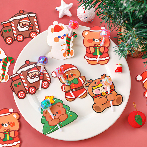 Christmas Candy Card Ins Cartoon Cute Children's Christmas Lollipop Insert Card DIY Message Decoration Greeting Card
