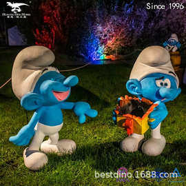 动物公仔摆件蓝妹妹蓝色小精灵蛋糕玩具手办模型公园商场美陈