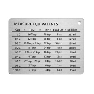 Stainless steel refrigerator sticker with magnetic scale plate measuring cup measuring spoon accessories common unit conversion reference table baking magnet