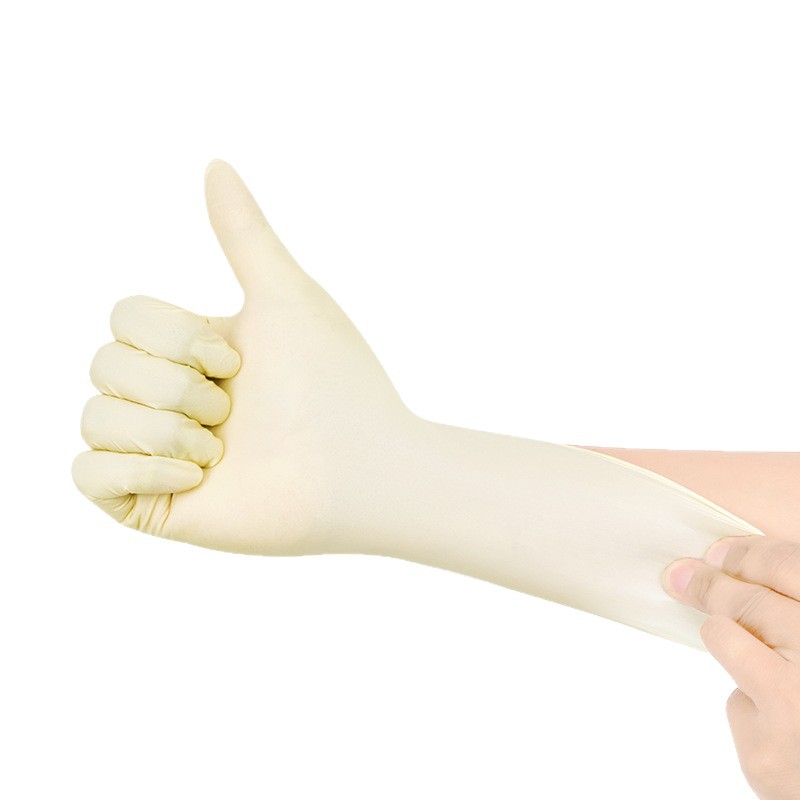 Guantes de látex desechables sin polvo de 9 pulgadas Guantes de látex de purificación sin polvo industrial de taller electrónico beige