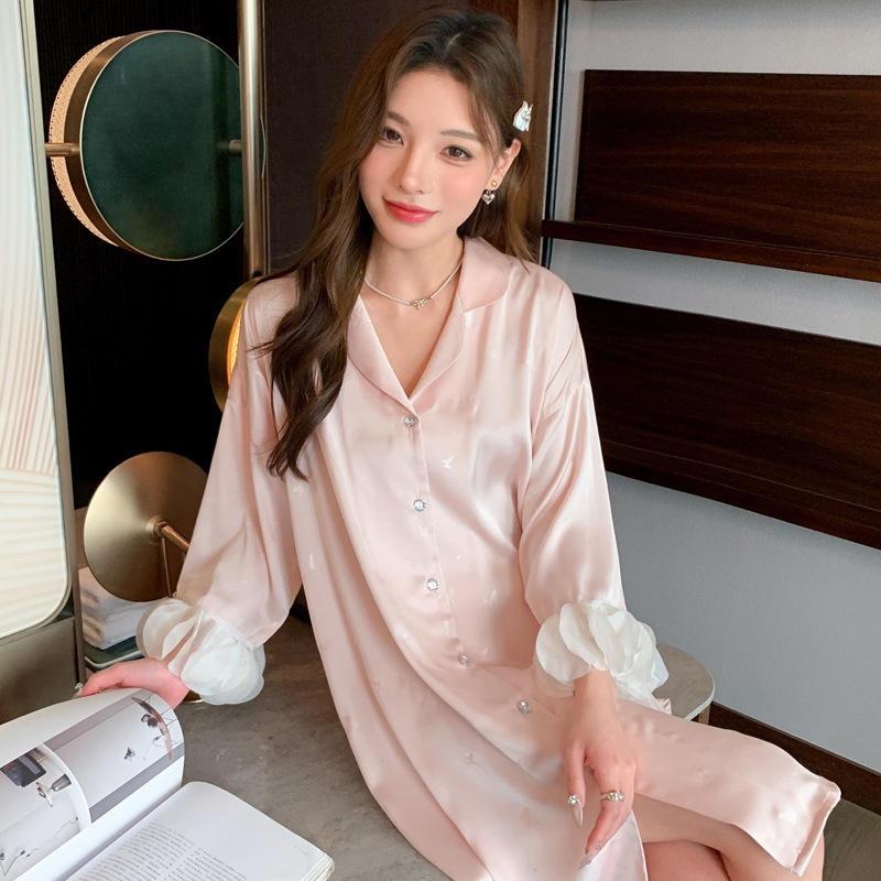 나비 꽃잎 핑크 - 셔츠 원피스