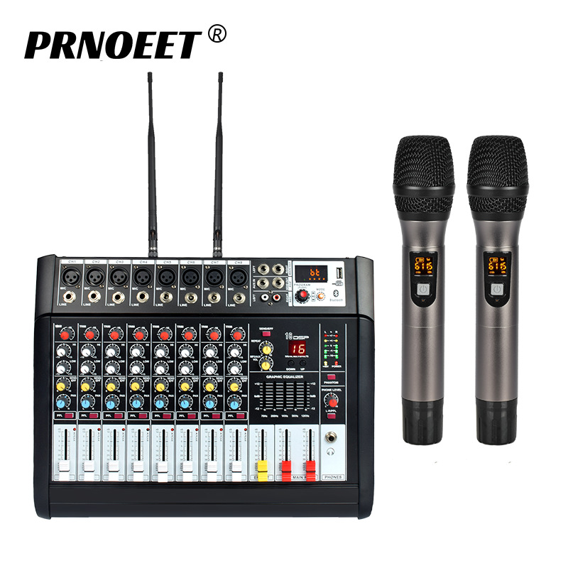 专业级8路功放调音台一体机带蓝牙混响均衡器婚庆家用舞台KTV会议