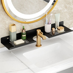Bathroom faucet shelf, toilette cosmetic sink storage rack, no-drilling U-shaped tray draining rack