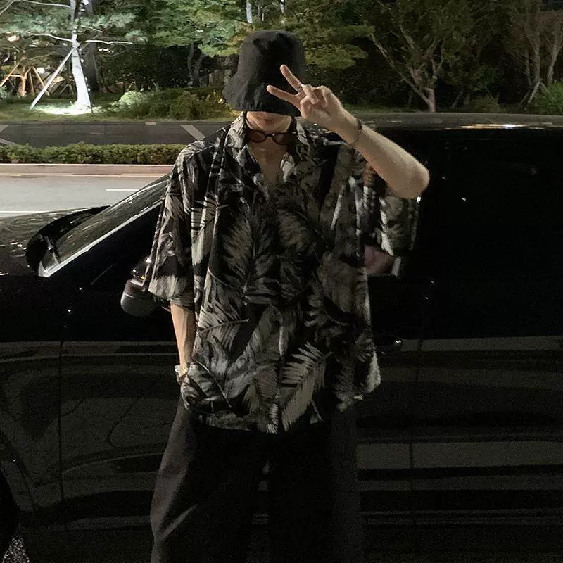 Tide, summer thin shirt, jacket, floral print, oversize