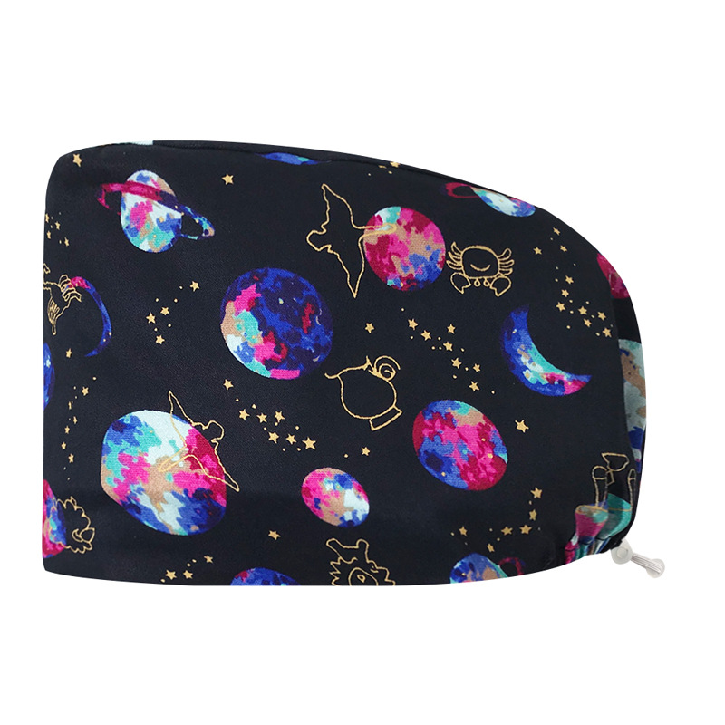 Sombrero de algodón estampado, bonito sombrero de enfermera, dientes, electrocardiograma, herramienta médica, patrón, sombrero de trabajo, sombrero Baotou, exportación