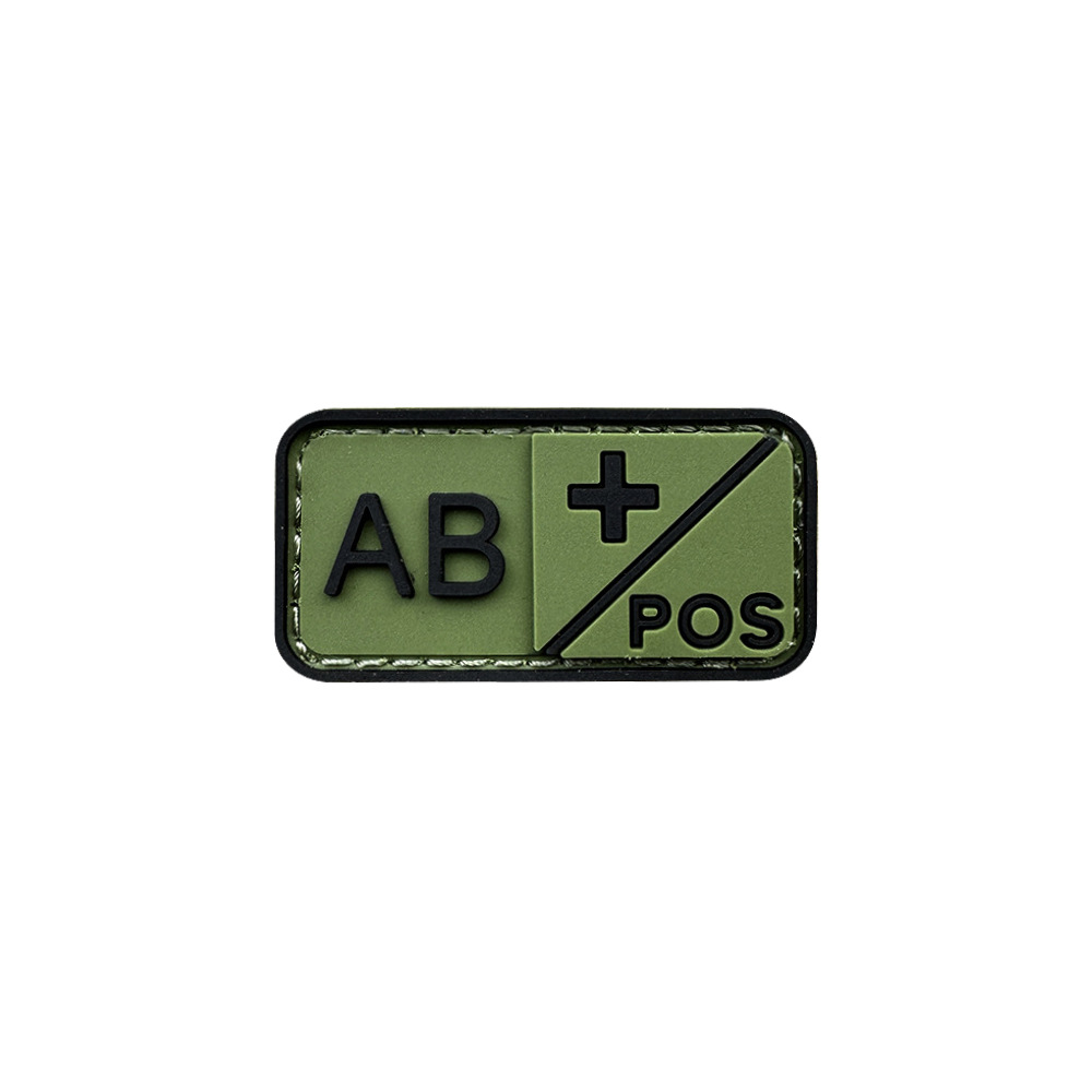 PVC de goma suave tipo de sangre tira de identificación táctica de Velcro 3D Parche de goma A AB O B + POS capítulo de tipo de sangre en stock