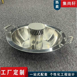 批发不锈钢火锅方形鸳鸯锅加厚清汤锅二味隔锅双耳圆形锅家用商用
