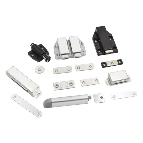 Stainless steel wardrobe door rebound press-type handle-free invisible rebound magnetic drawer self-elastic switch