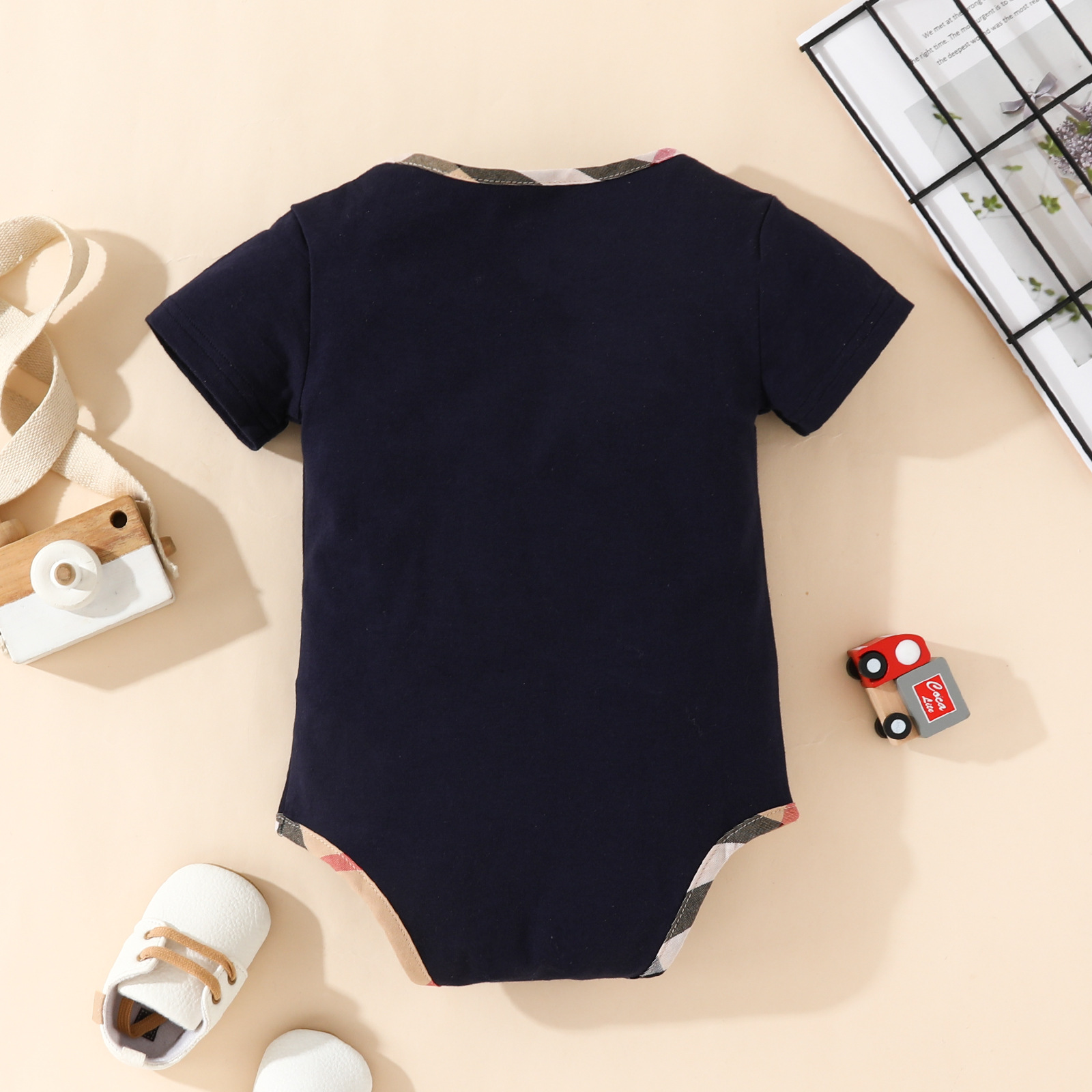 Baby jumpsuit thin women's baby triangle bag fart summer crawling clothing men's newborn hoodie two-piece set_voghion.com