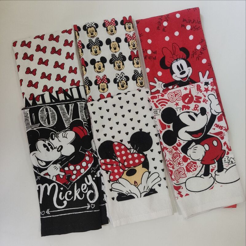Manufacturer Foreign Trade Wholesale Cartoon Cute Mickey and Minnie Cut Velvet Water-Absorbent Non-Shedding Printed Towel Face Towel Tea Towel