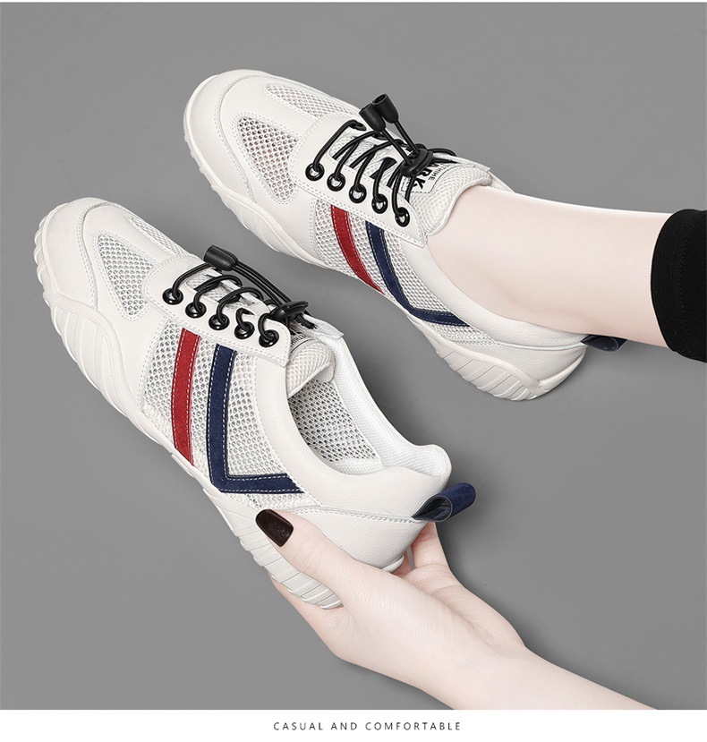 Giày sneaker nữ lưới thoáng khí đế bằng mẫu mới 2025 — 9160-2 (kiểu thoáng khí) màu trắng, 9160-2 (kiểu thoáng khí) màu be chi tiết 6
