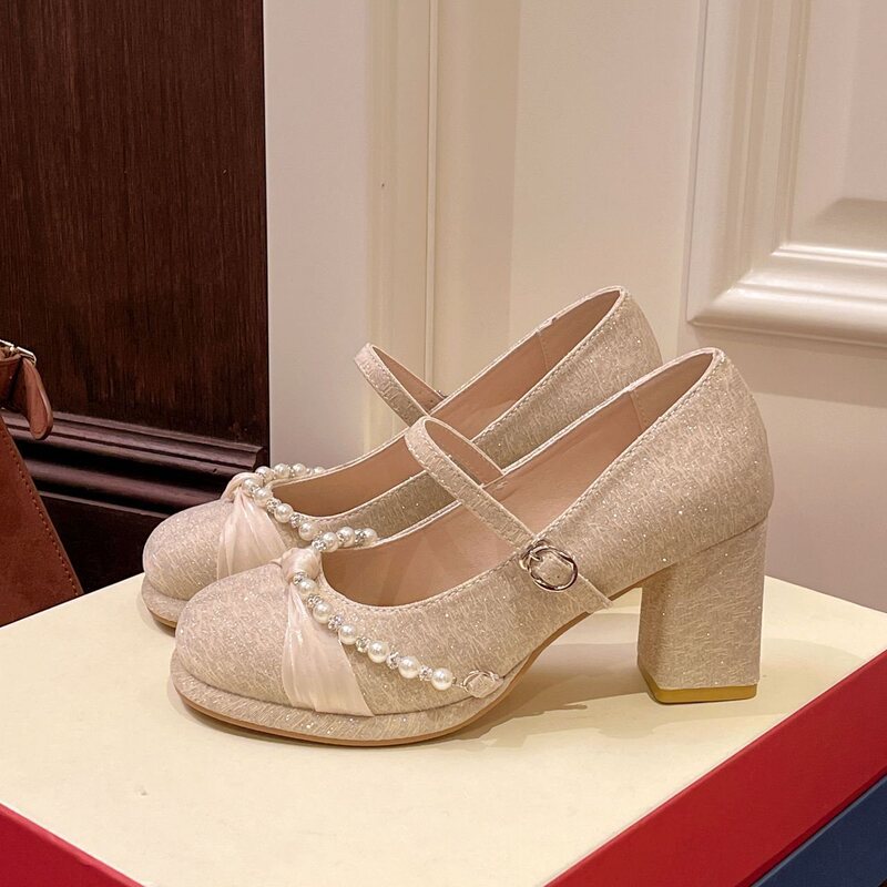 Dopamine Flash Thin Heel Shoes 2025 New Pearl Wedding Shoes Bride Bridesmaid High Heels Wide Foot Bridesmaid Shoes Dopamine Flash Thin Heel Shoes 2025 New Pearl Wedding Shoes Bride Bridesmaid High Heels Wide Foot Bridesmaid Shoes