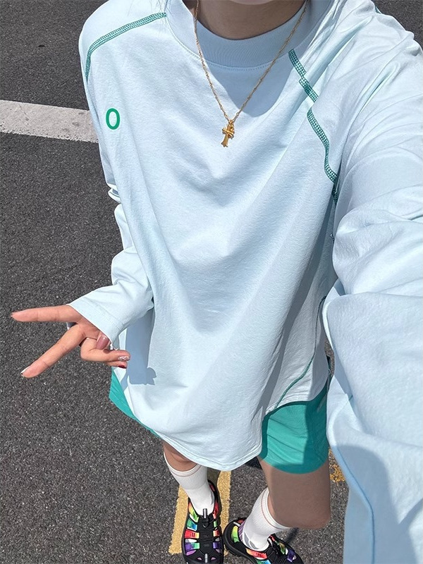 Blue quick dry summer thin travel sports long-sleeve