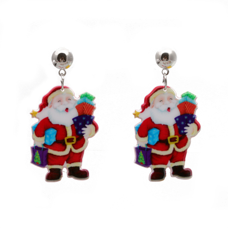 Europeo y americano transfronterizo Navidad Santa Claus pendientes hembra ins estilo moda Navidad vacaciones joyería