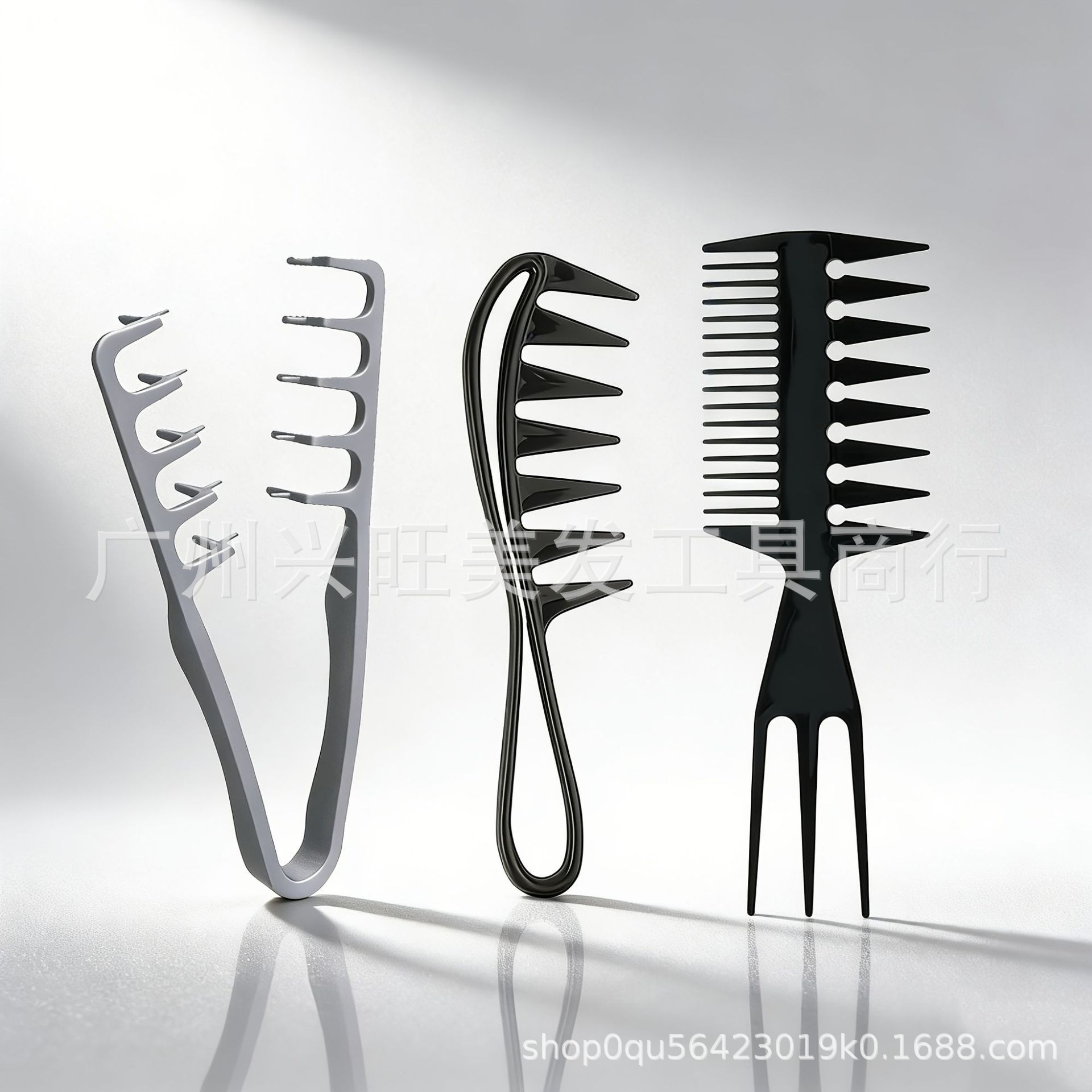Peine de dientes anchos, peine para peinar el cabello hacia atrás, peine alisador, peine para separar el cabello, peine de maquillaje, peine de estilismo, peine de dientes anchos negro