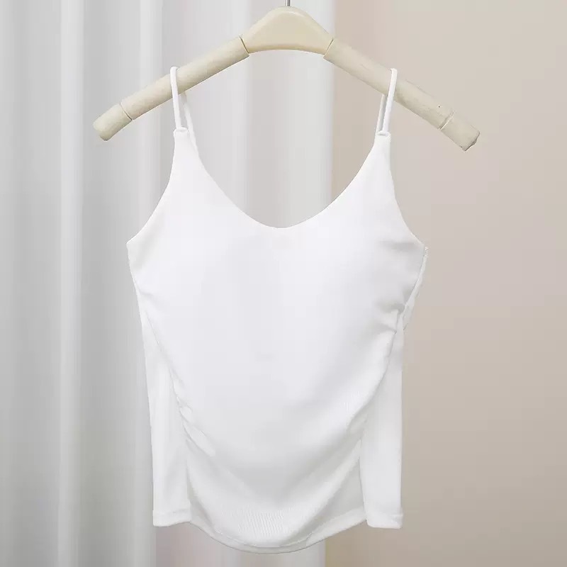 Chaleco nuevo estilo eslinga todo fósforo ropa exterior con almohadilla para el pecho pliegues simples de alta gama moda chica caliente base hermosa espalda tubo superior mujer