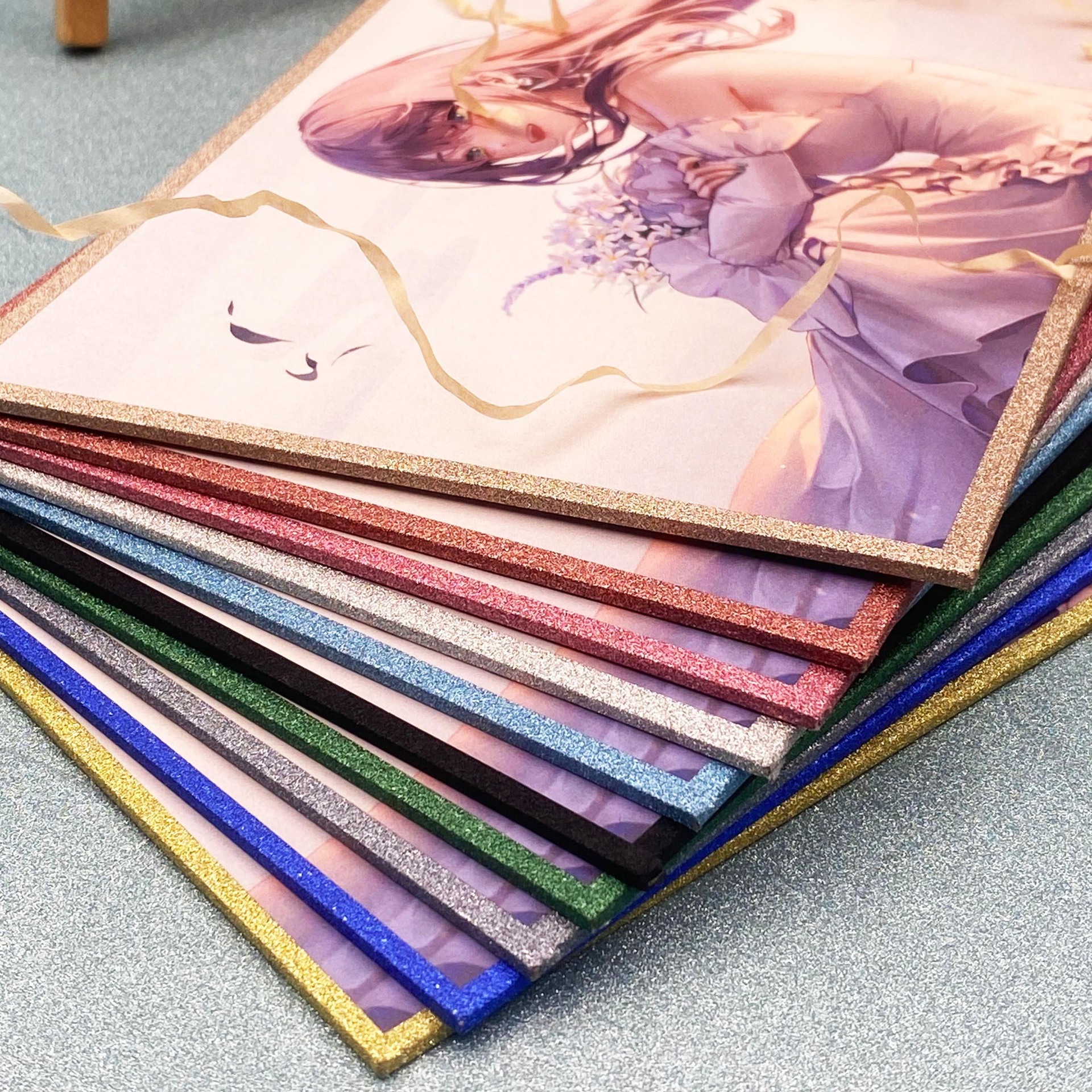 色纸定动漫UV亚克力流沙制双闪定镭射色纸漫展谷子来图diy做