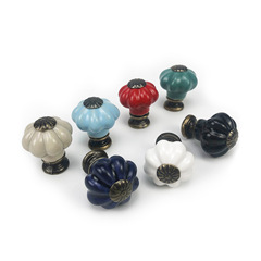 批發小南瓜陶瓷拉手實木家具櫃門把手電視櫃抽屜拉手單孔衣櫃五金