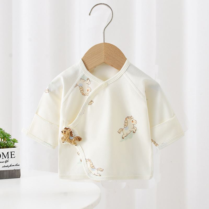 Wholesale Baby Half-Back Pure Cotton Class a Boneless Bottoming Newborn Tops Snap-Button Style Male and Female Baby Monk Clothes