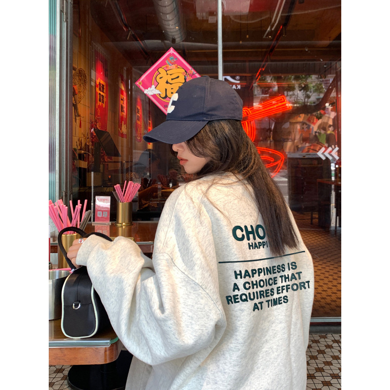798# 卫衣新款秋季美式宽松慵懒风oversize套头加绒圆领上衣外套|undefined