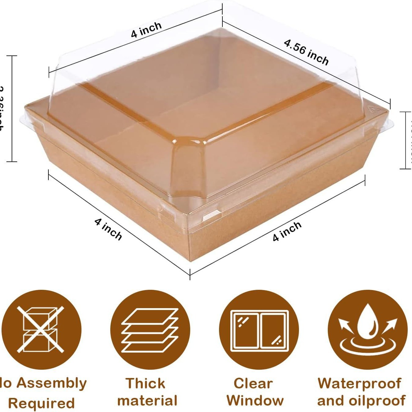 Papel de grado alimenticio, caja de cubierta de plástico, caja de embalaje de horneado rectangular, sándwich puff de carne, pino, pequeño punto oeste